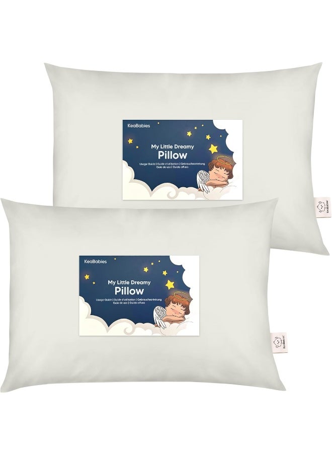 KeaBabies 2-Pack Toddler Pillow 13x18 - Soft Organic Cotton Kids Travel Bed Pillows for Sleeping, School, Nap, Machine Washable, Toddlers 2 to 5, Pillowcase Sold Separately (Pearl Gray)