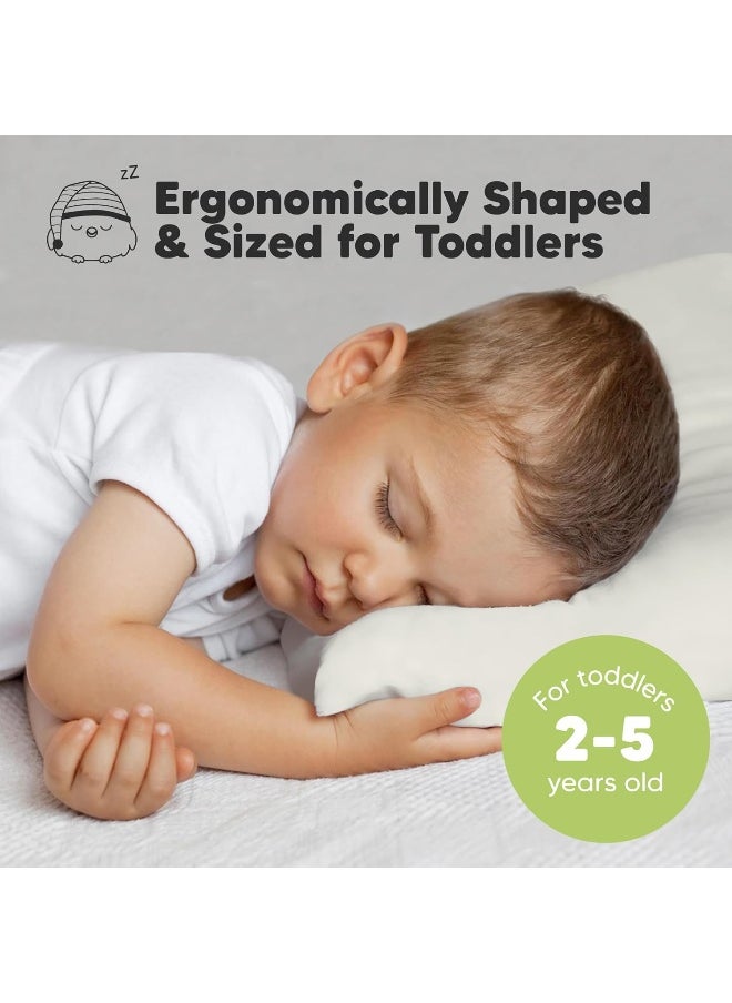 KeaBabies 2-Pack Toddler Pillow 13x18 - Soft Organic Cotton Kids Travel Bed Pillows for Sleeping, School, Nap, Machine Washable, Toddlers 2 to 5, Pillowcase Sold Separately (Pearl Gray)