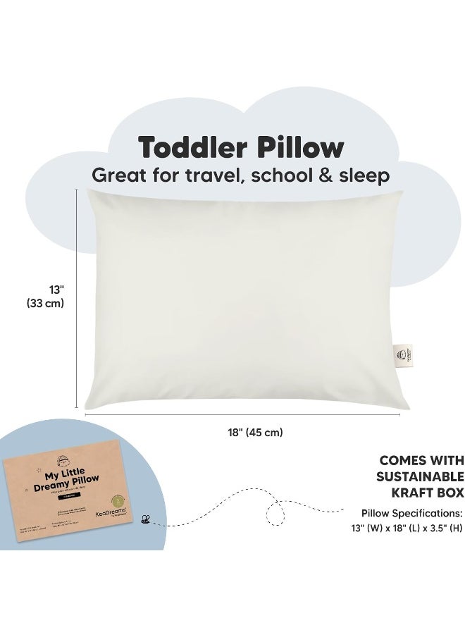 KeaBabies 2-Pack Toddler Pillow 13x18 - Soft Organic Cotton Kids Travel Bed Pillows for Sleeping, School, Nap, Machine Washable, Toddlers 2 to 5, Pillowcase Sold Separately (Pearl Gray)