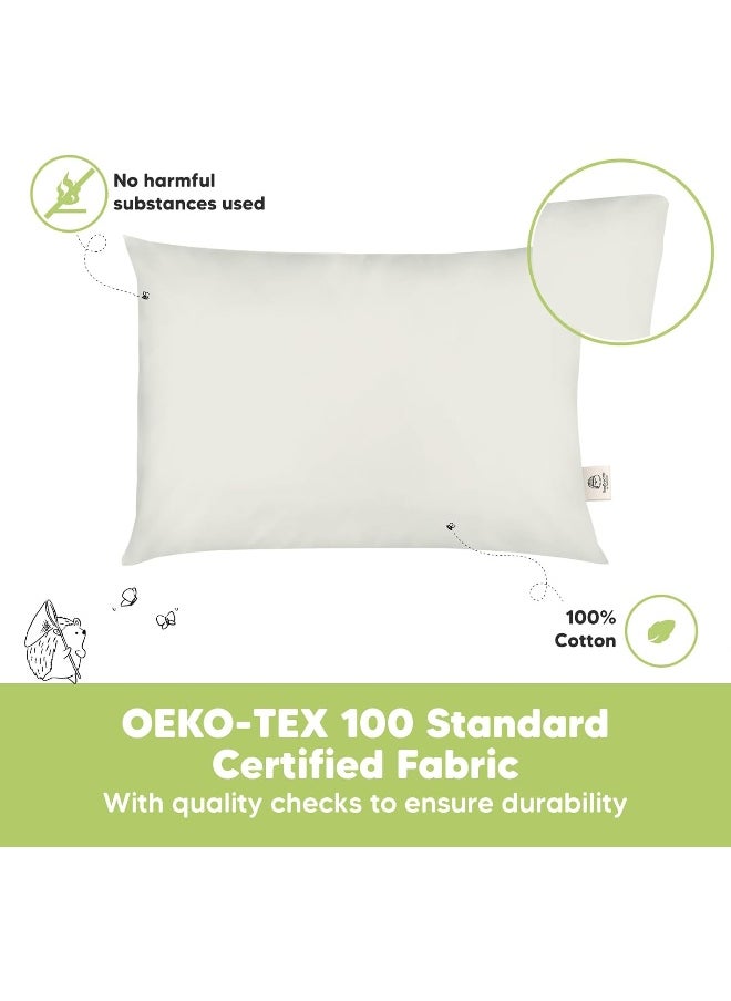 KeaBabies 2-Pack Toddler Pillow 13x18 - Soft Organic Cotton Kids Travel Bed Pillows for Sleeping, School, Nap, Machine Washable, Toddlers 2 to 5, Pillowcase Sold Separately (Pearl Gray)