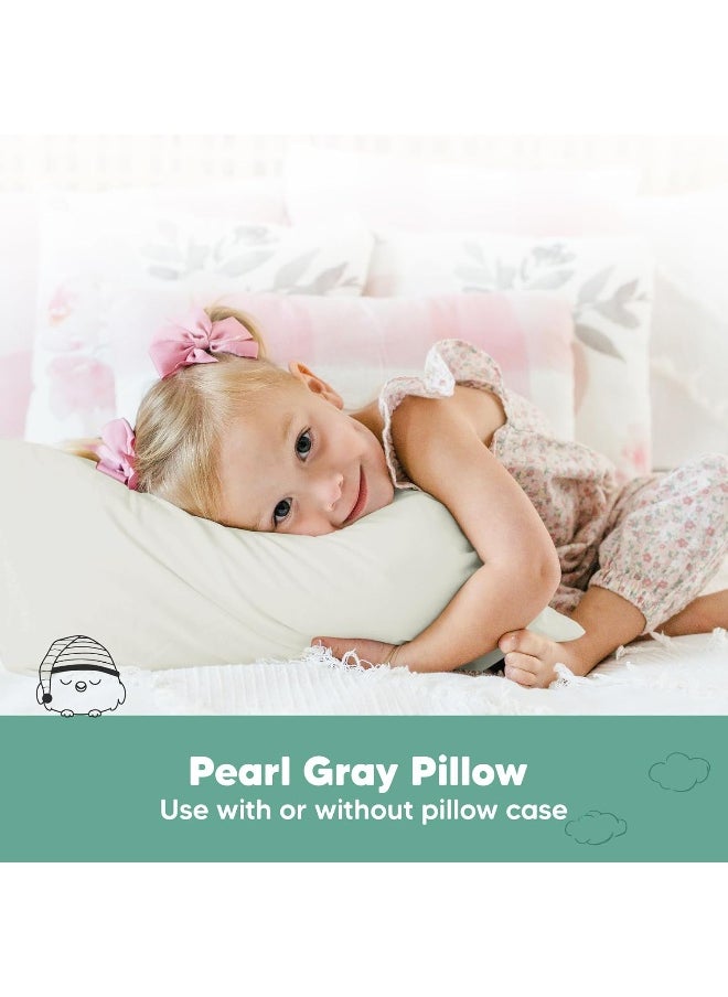 KeaBabies 2-Pack Toddler Pillow 13x18 - Soft Organic Cotton Kids Travel Bed Pillows for Sleeping, School, Nap, Machine Washable, Toddlers 2 to 5, Pillowcase Sold Separately (Pearl Gray)