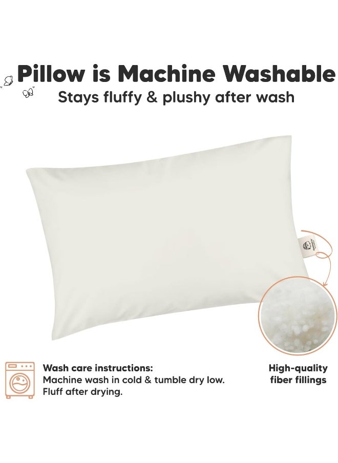 KeaBabies 2-Pack Toddler Pillow 13x18 - Soft Organic Cotton Kids Travel Bed Pillows for Sleeping, School, Nap, Machine Washable, Toddlers 2 to 5, Pillowcase Sold Separately (Pearl Gray)