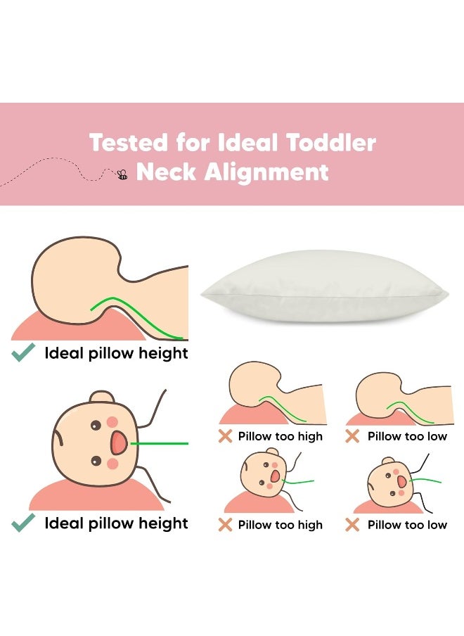KeaBabies 2-Pack Toddler Pillow 13x18 - Soft Organic Cotton Kids Travel Bed Pillows for Sleeping, School, Nap, Machine Washable, Toddlers 2 to 5, Pillowcase Sold Separately (Pearl Gray)