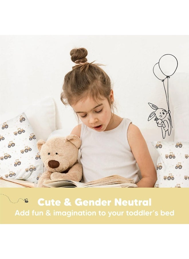 Toddler Pillow with Pillowcase - 13x18 My Little Dreamy Pillow, Organic Cotton Toddler Pillows for Sleeping, Kids Pillow, Travel Pillows, Mini Pillow, Nursery Pillow, Toddler Bed Pillow (Tractor)
