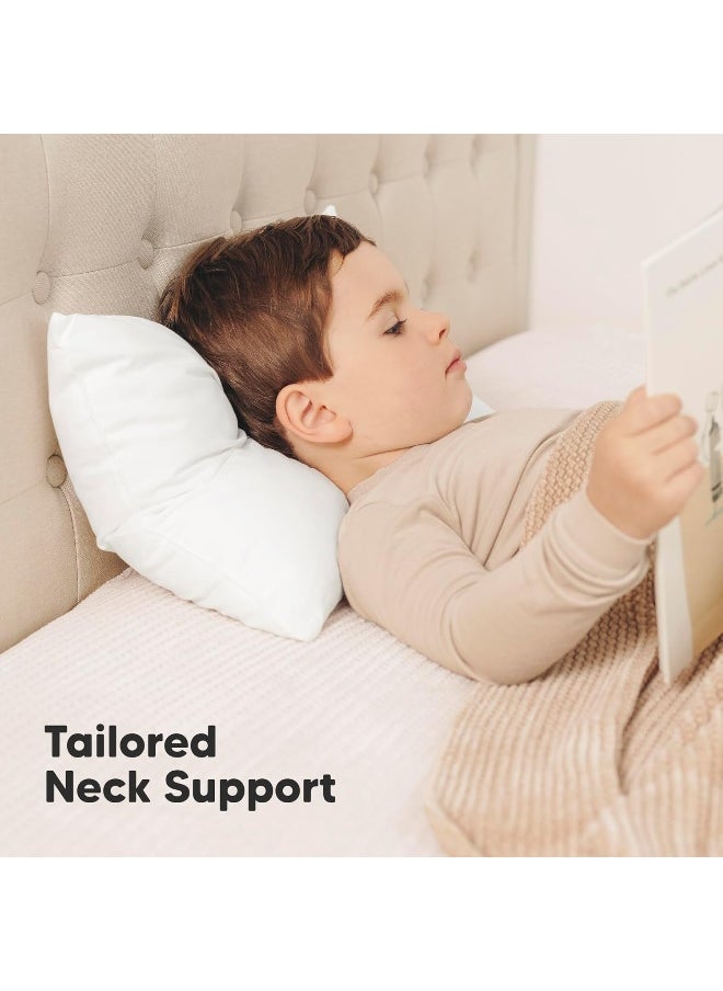 2-Pack Toddler Pillow - Soft Organic Cotton Toddler Pillows for Sleeping - 14X20 Jumbo Pillow for Kids - Kids Pillows for Sleeping - Kids Pillow for Travel, School, Nap, Age 2 to 5 (Soft White)