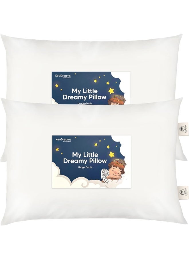 2-Pack Toddler Pillow - Soft Organic Cotton Toddler Pillows for Sleeping - 14X20 Jumbo Pillow for Kids - Kids Pillows for Sleeping - Kids Pillow for Travel, School, Nap, Age 2 to 5 (Soft White)