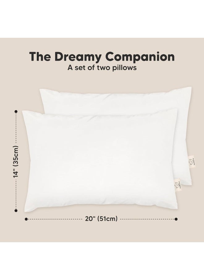 2-Pack Toddler Pillow - Soft Organic Cotton Toddler Pillows for Sleeping - 14X20 Jumbo Pillow for Kids - Kids Pillows for Sleeping - Kids Pillow for Travel, School, Nap, Age 2 to 5 (Soft White)