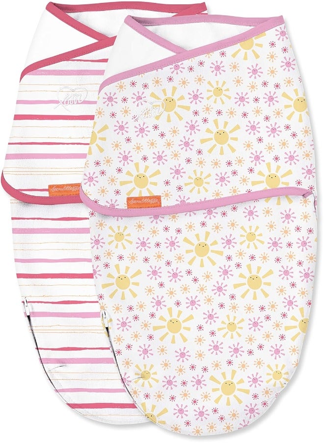 SwaddleMe Luxe Whisper Quiet Swaddle – Size Small/Medium, 0-3 Months, 2-Pack (You Are My Sunshine) Extra-Soft Newborn Swaddle Wrap With Silent Fabric Closure and Bottom Zipper for Diaper Changes
