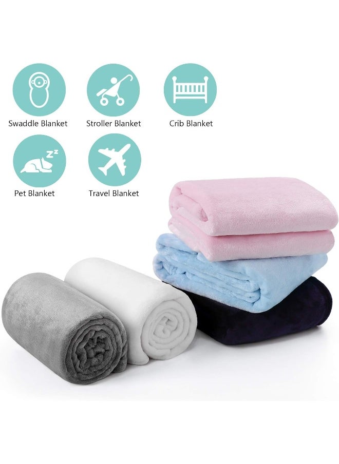 TILLYOU Toddler Flannel Blanket - Warm Cozy Baby Blanket for Boys and Girls, Smooth Cute Lightweight Blanket for Bedding Crib Stroller, 40×50 inches, Pink