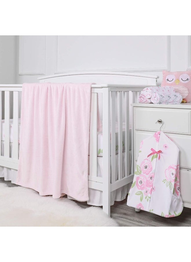 TILLYOU Toddler Flannel Blanket - Warm Cozy Baby Blanket for Boys and Girls, Smooth Cute Lightweight Blanket for Bedding Crib Stroller, 40×50 inches, Pink