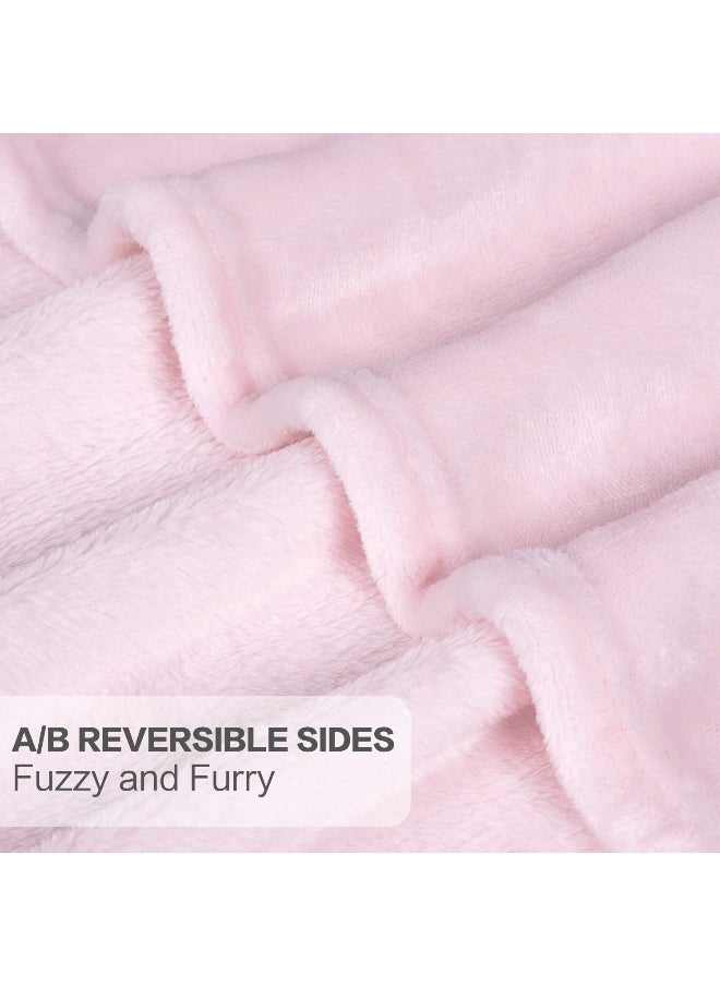 TILLYOU Toddler Flannel Blanket - Warm Cozy Baby Blanket for Boys and Girls, Smooth Cute Lightweight Blanket for Bedding Crib Stroller, 40×50 inches, Pink
