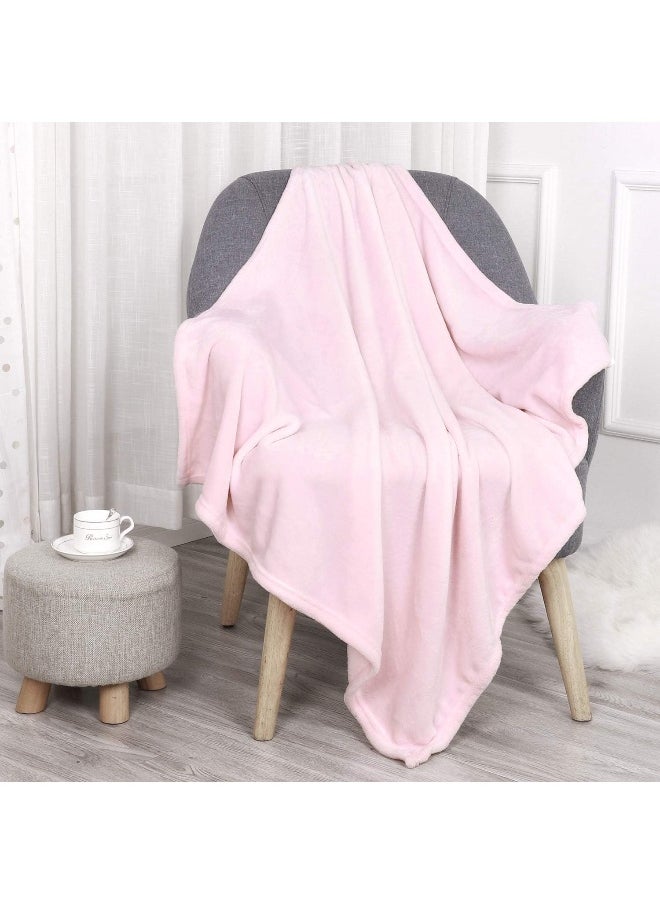 TILLYOU Toddler Flannel Blanket - Warm Cozy Baby Blanket for Boys and Girls, Smooth Cute Lightweight Blanket for Bedding Crib Stroller, 40×50 inches, Pink