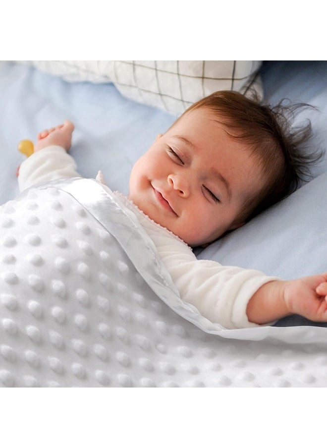 Pro Goleem Baby Minky Dot Blanket with Satin Backing for Girls (Pink, 30'' x 40'') White YETW