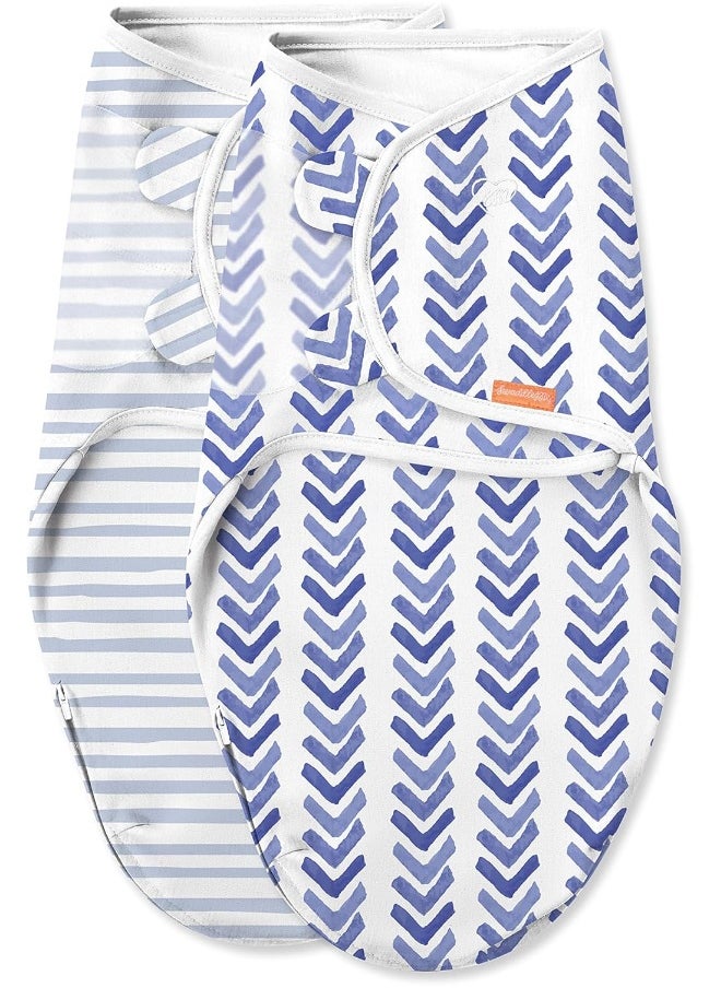 SwaddleMe Luxe Easy Change Swaddle – Size Small/Medium, 0-3 Months, 2-Pack (Water Color Indigo)