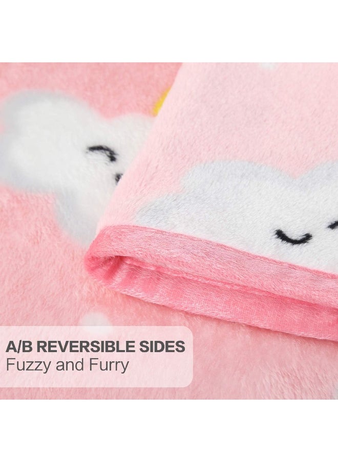 TILLYOU Micro-Fleece Plush Soft Baby Blanket Allergy-Free Fluffy Warm Toddler Bed/Crib Blanket, Oversized Lightweight Flannel Daycare Nap Blanket/Kids Sleeping/Tummy Time Blanket, 39x47 Pink Cloud