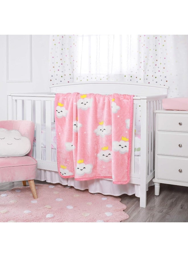 TILLYOU Micro-Fleece Plush Soft Baby Blanket Allergy-Free Fluffy Warm Toddler Bed/Crib Blanket, Oversized Lightweight Flannel Daycare Nap Blanket/Kids Sleeping/Tummy Time Blanket, 39x47 Pink Cloud