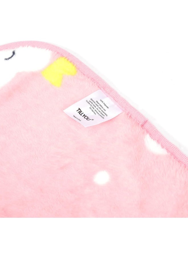 TILLYOU Micro-Fleece Plush Soft Baby Blanket Allergy-Free Fluffy Warm Toddler Bed/Crib Blanket, Oversized Lightweight Flannel Daycare Nap Blanket/Kids Sleeping/Tummy Time Blanket, 39x47 Pink Cloud