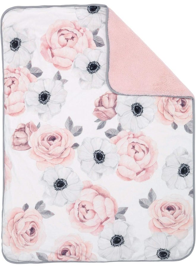 Lambs & Ivy Floral Garden Watercolor Floral Pink Ultra Soft Baby Blanket