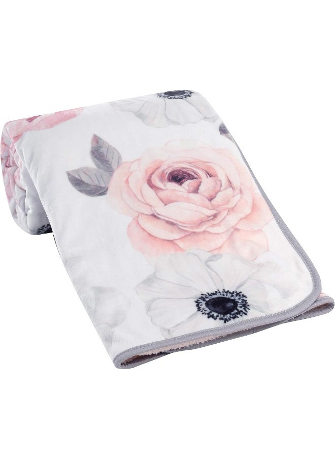 Lambs & Ivy Floral Garden Watercolor Floral Pink Ultra Soft Baby Blanket