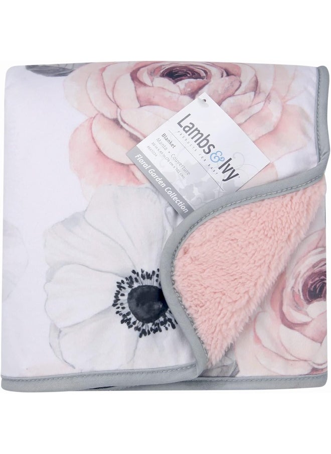 Lambs & Ivy Floral Garden Watercolor Floral Pink Ultra Soft Baby Blanket