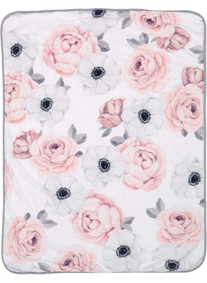 Lambs & Ivy Floral Garden Watercolor Floral Pink Ultra Soft Baby Blanket