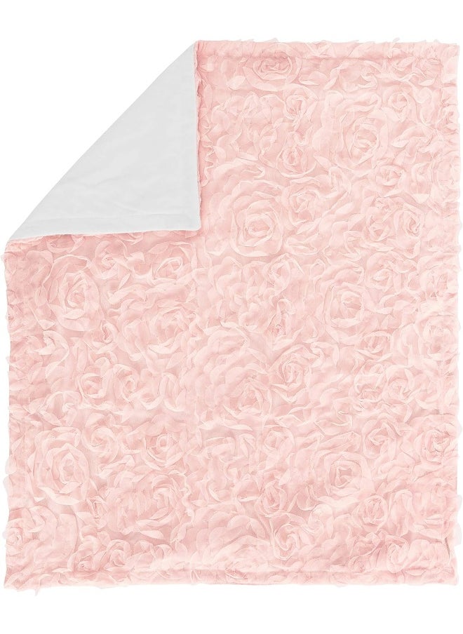 Pink Floral Rose Baby Girl Blanket Receiving Security Swaddle for Newborn or Toddler Nursery Car Seat Stroller Soft Minky - Solid Light Blush Flower Elegant Boho Shabby Chic Luxury