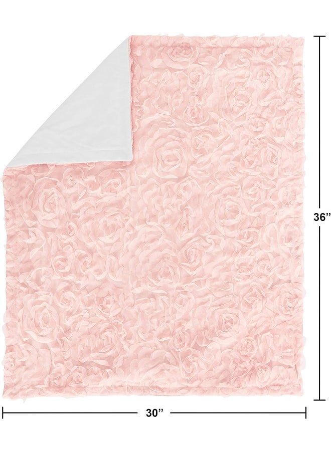 Pink Floral Rose Baby Girl Blanket Receiving Security Swaddle for Newborn or Toddler Nursery Car Seat Stroller Soft Minky - Solid Light Blush Flower Elegant Boho Shabby Chic Luxury