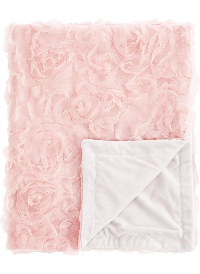 Pink Floral Rose Baby Girl Blanket Receiving Security Swaddle for Newborn or Toddler Nursery Car Seat Stroller Soft Minky - Solid Light Blush Flower Elegant Boho Shabby Chic Luxury