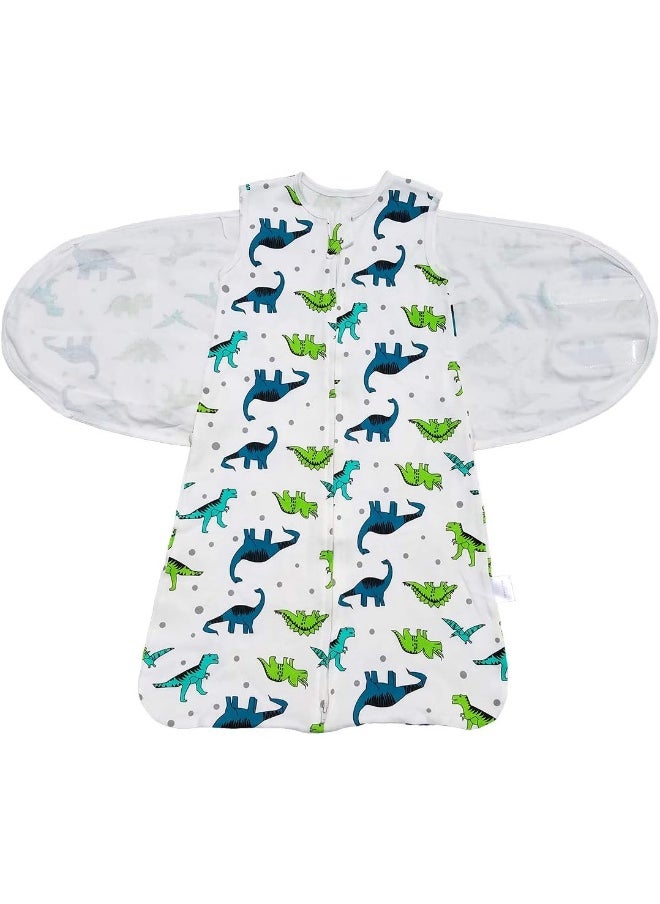 Enrich YLife Baby Dinosaur Swaddle Cotton Split Sleeping Bag Swaddle Wearable Blanket for Boys and Girls, 4 Season, 3-9 Months (Green Dinosaur)