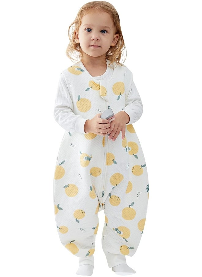 Duomiaomiao Unisex Baby Sleep Sack with Feet, All Seasons 1.0 TOG Sleeveless Lightweight & Breathable Toddler Sleeping Sack