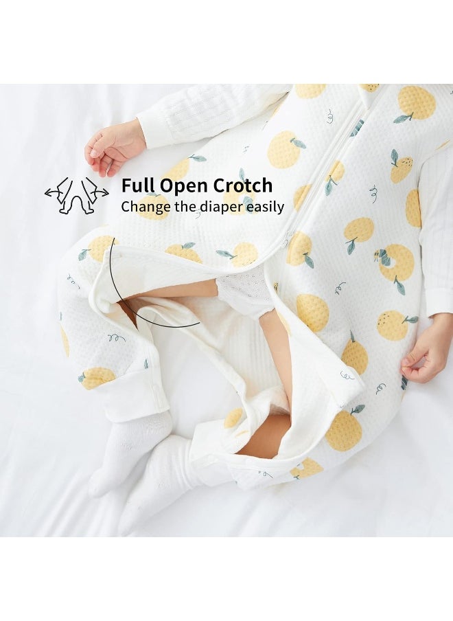 Duomiaomiao Unisex Baby Sleep Sack with Feet, All Seasons 1.0 TOG Sleeveless Lightweight & Breathable Toddler Sleeping Sack