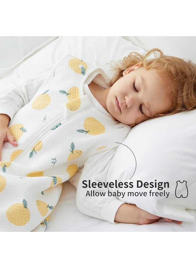 Duomiaomiao Unisex Baby Sleep Sack with Feet, All Seasons 1.0 TOG Sleeveless Lightweight & Breathable Toddler Sleeping Sack