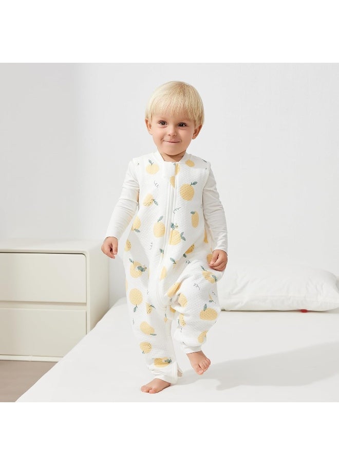 Duomiaomiao Unisex Baby Sleep Sack with Feet, All Seasons 1.0 TOG Sleeveless Lightweight & Breathable Toddler Sleeping Sack