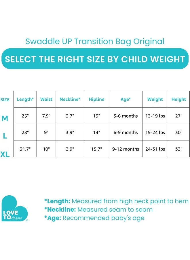 Love to Dream Swaddle Up Transition Swaddle, Patented Zip-Off Wings, Gently Help Baby Transition from Being Swaddled to Arms Free When Showing Signs of Rolling, 1.0 TOG, 13-19 lbs, White