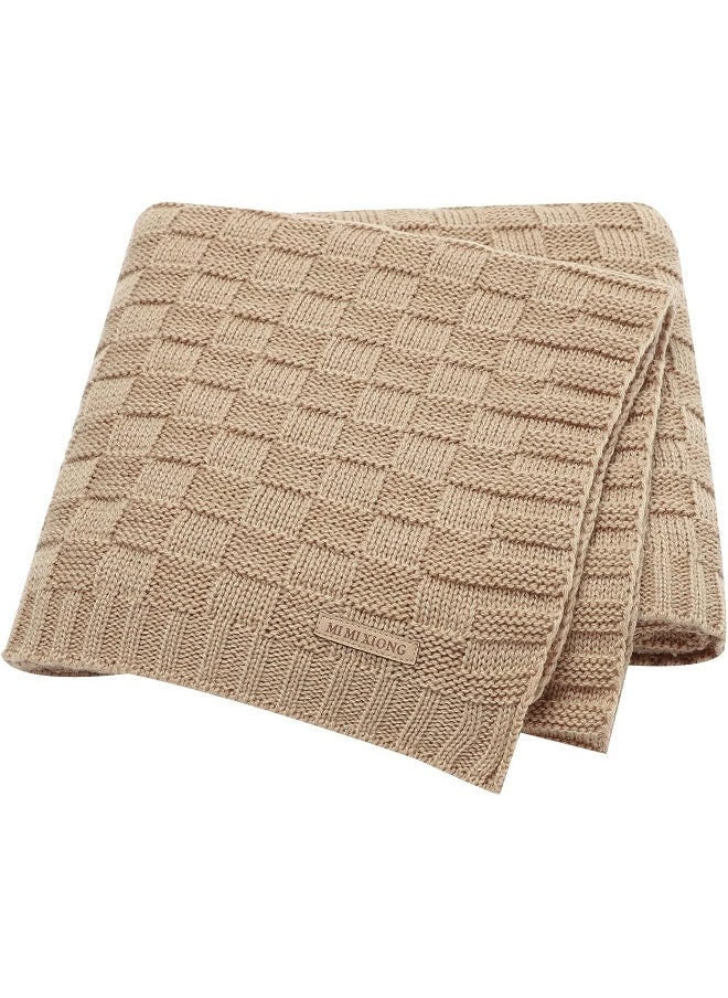 LAWKUL Baby Blankets Knit Cable Babe Blanket Soft Airy Newborn Infant Receiving Swaddling Beige Neutral Crib Stroller 40