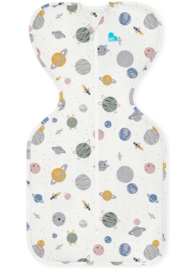 Love To Dream Swaddle Blanket. Newborn Essentials For 0-6 Months Baby Girls And Boys. 0.2 TOG Baby Sleeping Bag With Arms, Provides Comfortable And Quiet Sleep. Cotton Fabric (Planet, M)