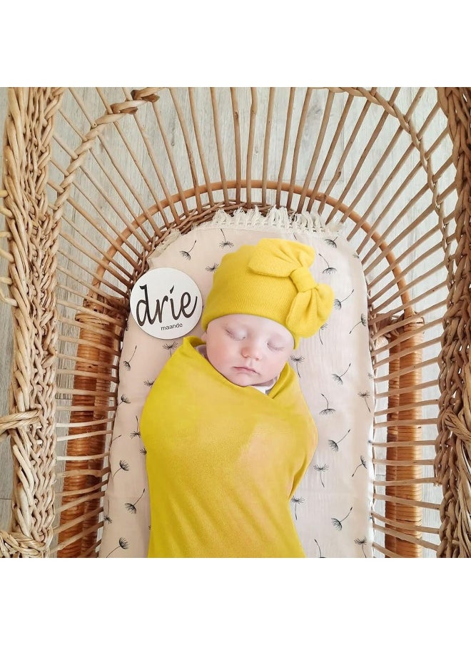 DRESHOW BQUBO Newborn Receiving Blanket Bow Hat Gloves Set Cotton Warm Baby Swaddle Blanket Wrap Baby Sleep Sack Shower Gift
