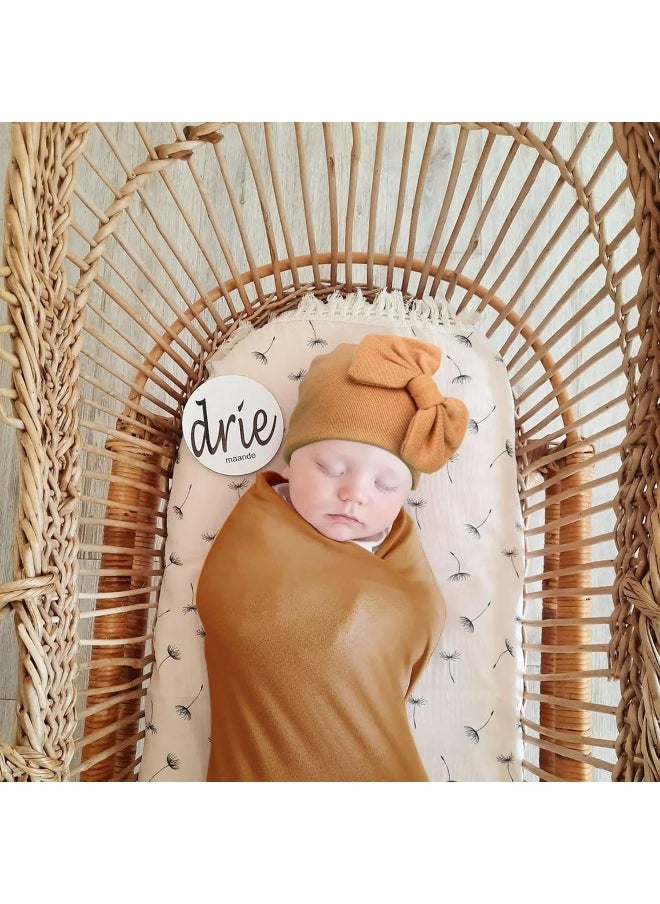 DRESHOW BQUBO Newborn Receiving Blanket Bow Hat Gloves Set Cotton Warm Baby Swaddle Blanket Wrap Baby Sleep Sack Shower Gift