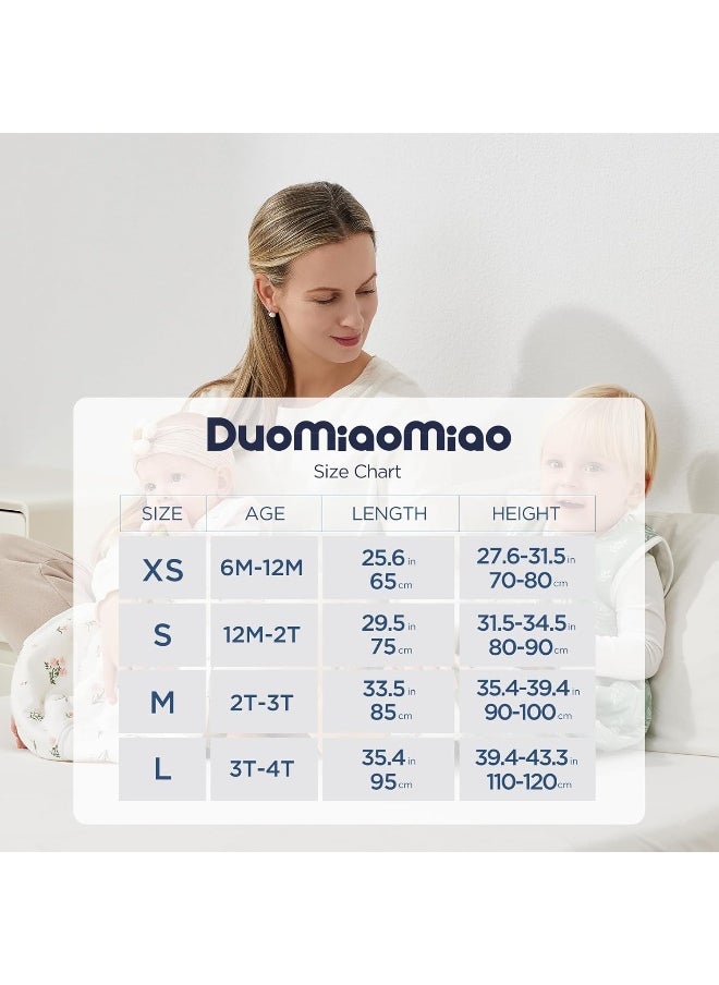 Duomiaomiao 1.5 TOG Toddler Sleep Sack 24-36 Months 100% Cotton Four Season Side Open Zipper Baby Sleep Sack with Feet, Breathable Toddler Wearable Blanket