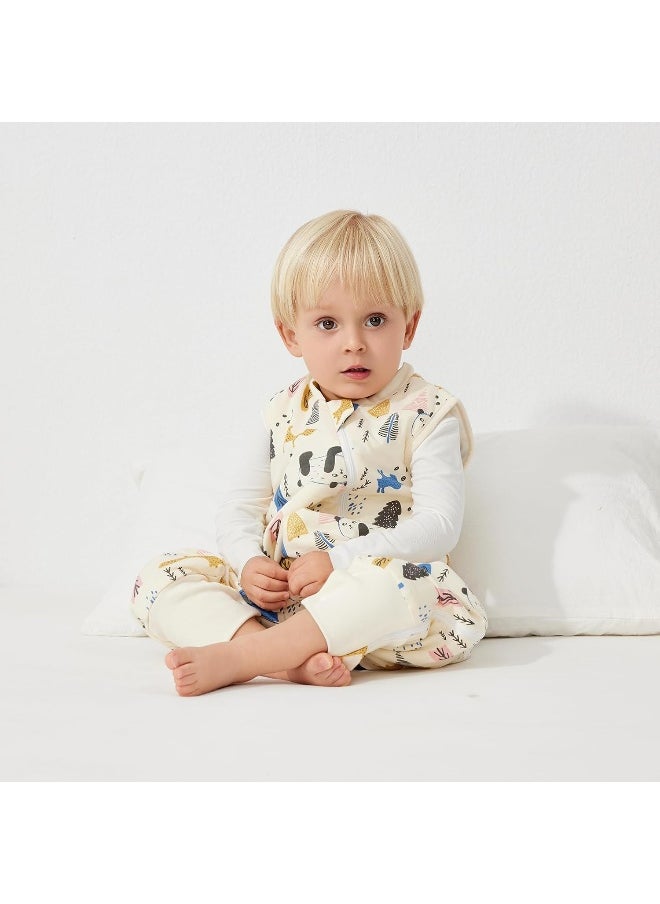 Duomiaomiao 1.5 TOG Toddler Sleep Sack 24-36 Months 100% Cotton Four Season Side Open Zipper Baby Sleep Sack with Feet, Breathable Toddler Wearable Blanket
