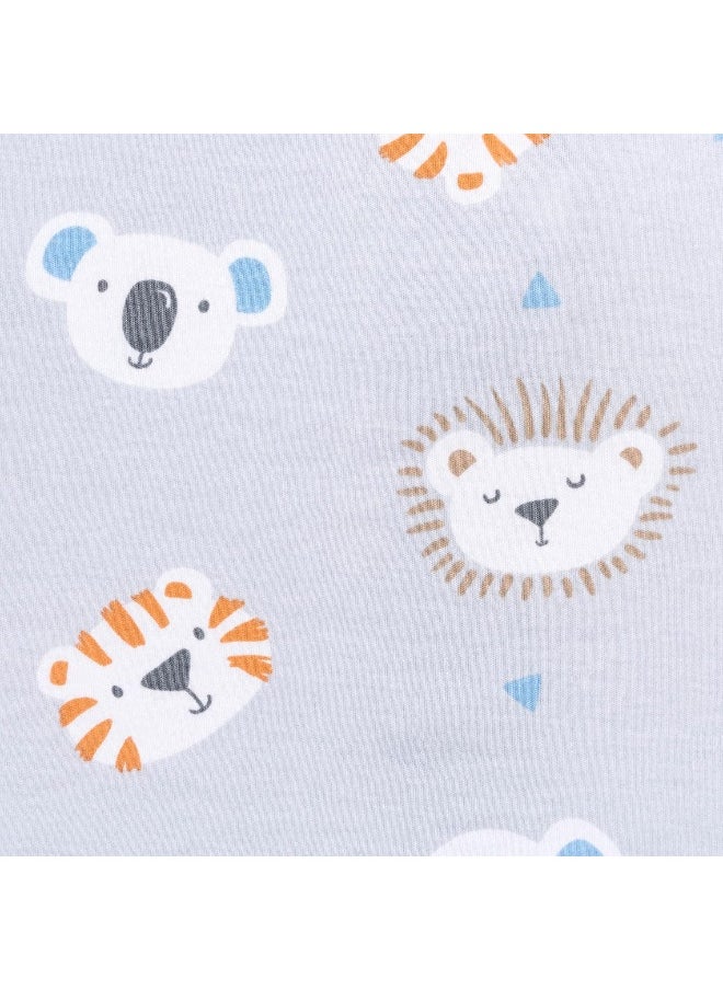 HALO 100% Cotton Sleepsack Swaddle, 3-Way Adjustable Wearable Blanket, TOG 1.5, Multicolor Lions, Tigers, and Bears, Newborn