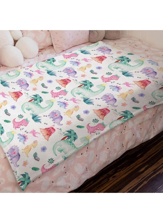 Baby Toddler Girl Dinosaur Blanket kids Gift Pink Purple Nursery Daycare Dino Lover Flannel Fleece Bed Throw Swaddling Blankets, Soft Lightweight Newborn Baby Shower Crib Bedding Decor 30x40