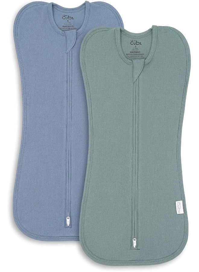 Comfy Cubs Swaddle Blanket Baby Girl Boy Easy Zipper Wrap 2 Pack Newborn Infant Sleep Sack