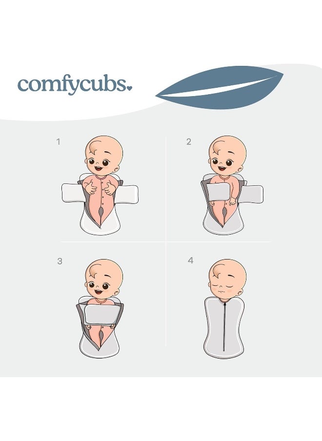 Comfy Cubs Swaddle Blanket Baby Girl Boy Easy Zipper Wrap 2 Pack Newborn Infant Sleep Sack