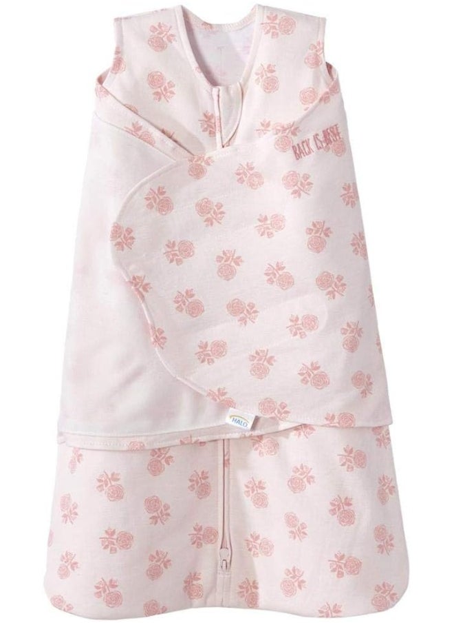 HALO 100% Cotton Sleepsack Swaddle, 3-Way Adjustable Wearable Blanket, TOG 1.5, Watercolor Rose Toss Blush, Small, 3-6 Months