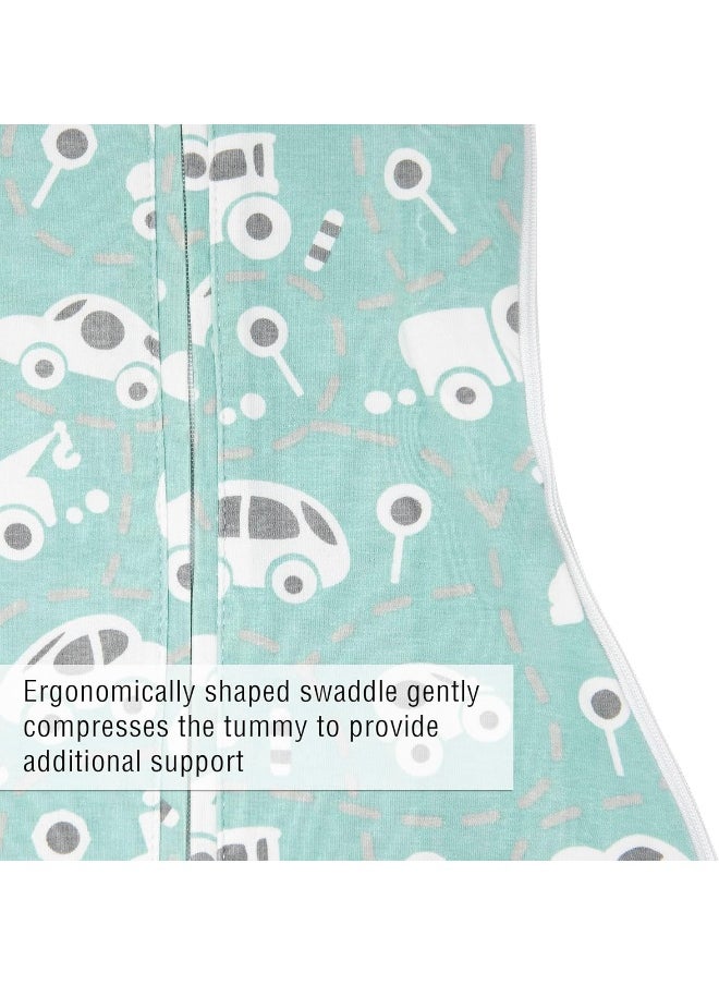 Woombie Grow with Me Baby Swaddle, Convertible Swaddle Fits 0-9 Months, Expands to Wearable Blanket for up to 18 Months, Buzzy Cars