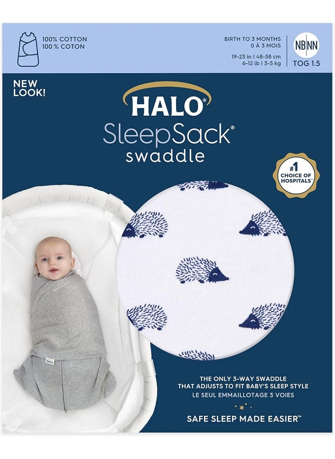 HALO 100% Cotton Sleepsack Swaddle, 3-Way Adjustable Wearable Blanket, TOG 1.5