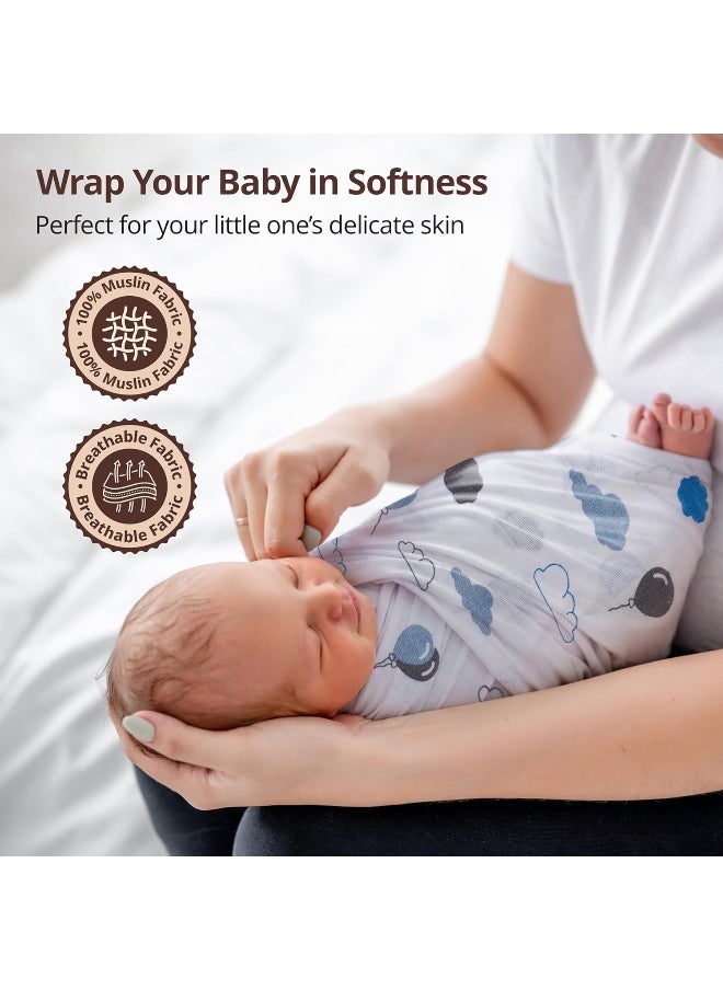 Luv Lap 100% Cotton Muslin Baby Swaddles - Stars Print 0+ Month