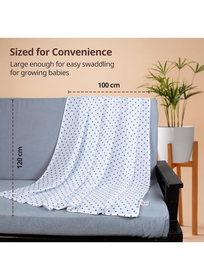 Luv Lap 100% Cotton Muslin Baby Swaddles - Stars Print 0+ Month
