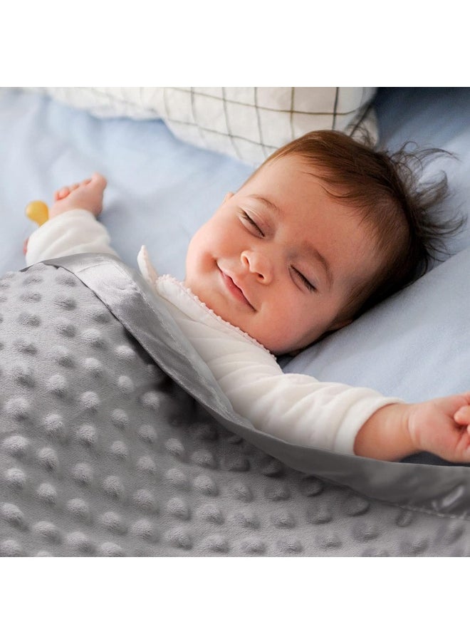(Gray) - Pro Goleem Baby Minky Dot Blanket with Satin Backing for Girls and Boys (Grey, 30'' x 40'')